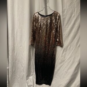 VENUS Gold and Black Sequin Long Sleeve Dress